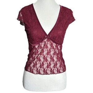 mesh lace short sleeve top